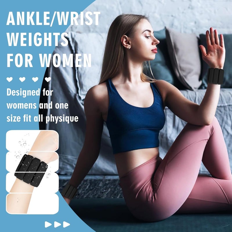 Gallia Wrist Weights, 2Pack Adjustable Wearable Wrist Ankle Weights for Women/Men, Silicone Wrist Bangles for Walking, Yoga, Pilates, and Gym, Arm & Leg Workout, 2lb - Image 5